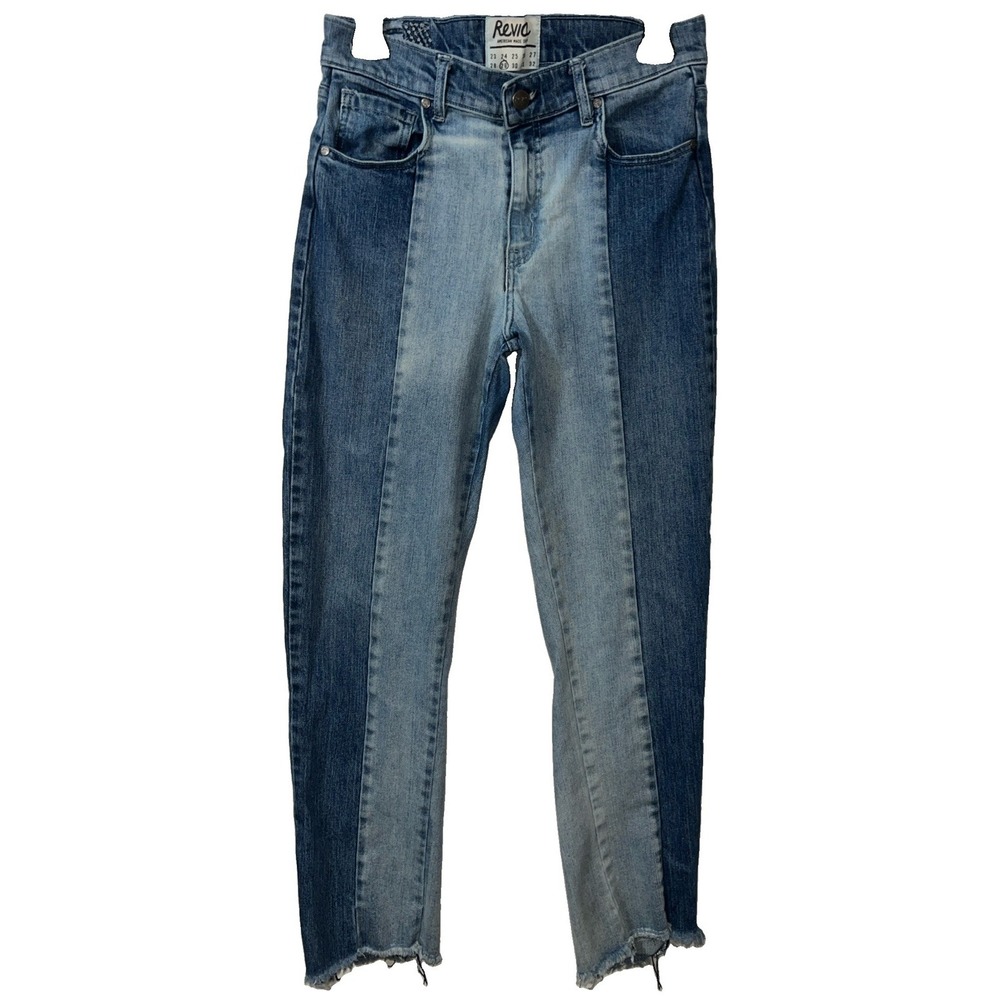 Revice Women's Jeans 29 Seamed Front & Back Two Tone Blue High Rise Tapered Leg